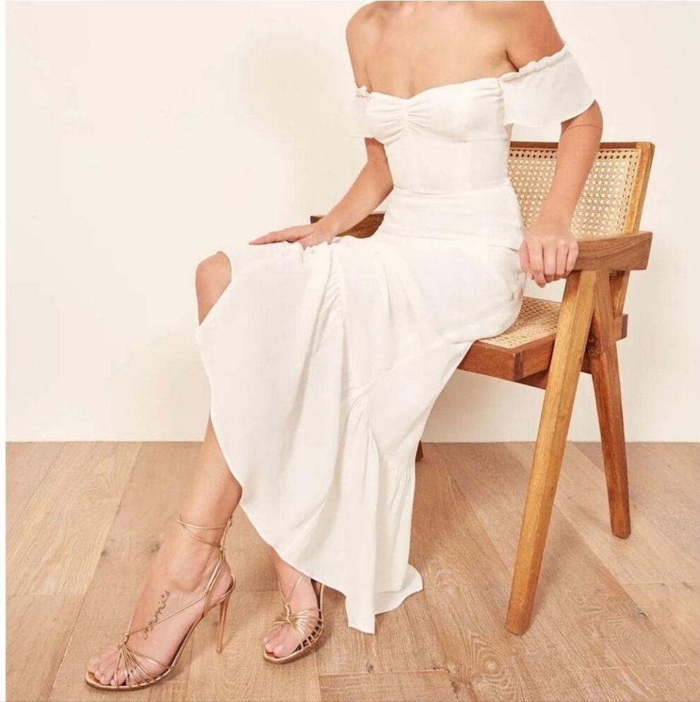 Reformation Butterfly Dress in White Size 6